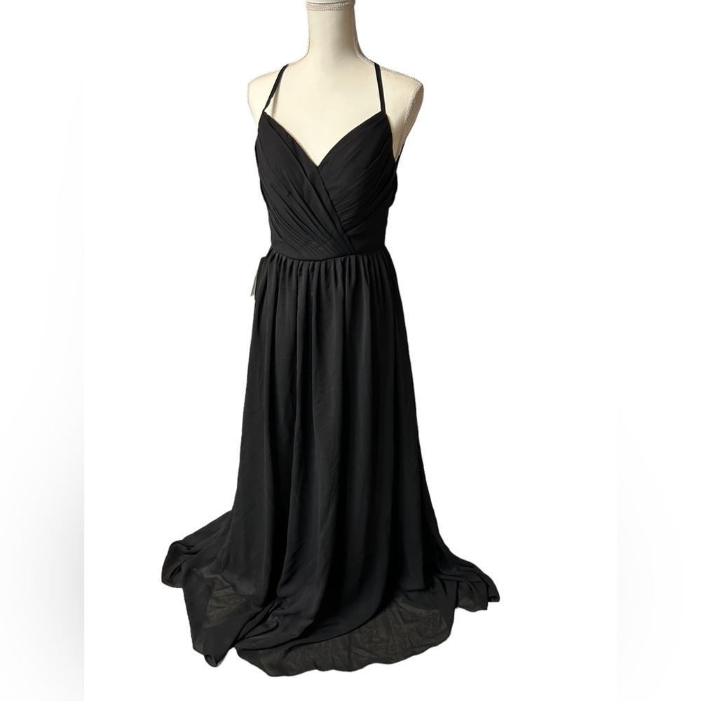 WITNESS OF LOVE black chiffon dress wedding guest bridesmaids evening Gown NWT